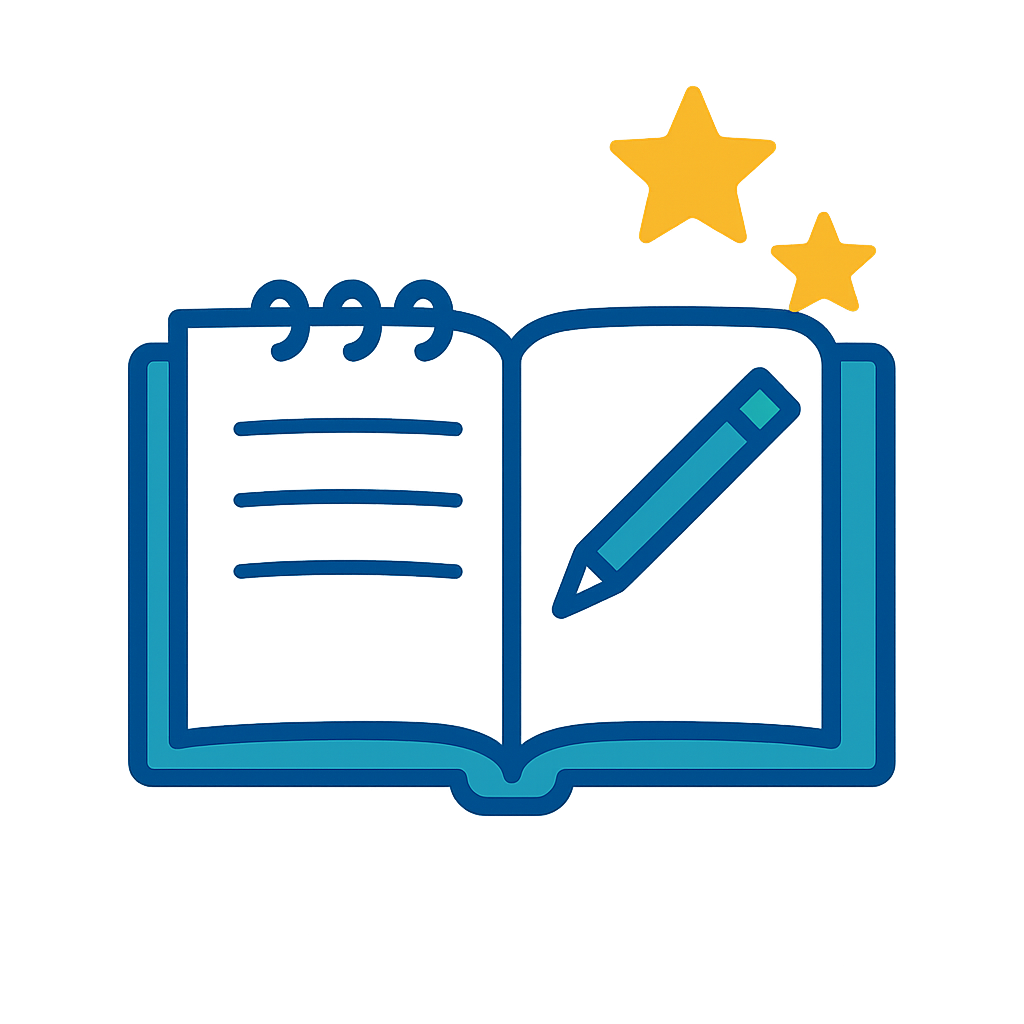 Icono libro con estrellas